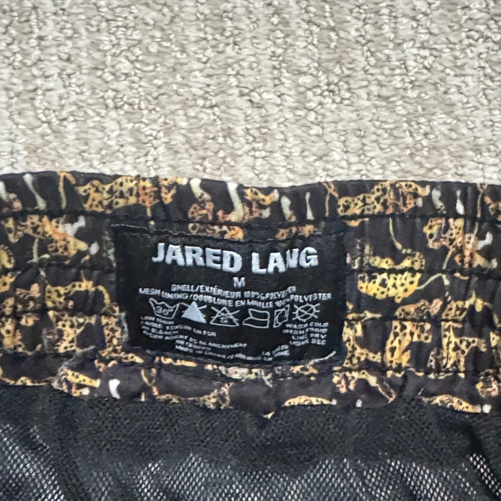 Jared Lang Mens M Black Animal Print Hybrid Swim Trunks Mesh Lined Board Shorts - Picture 7 of 10
